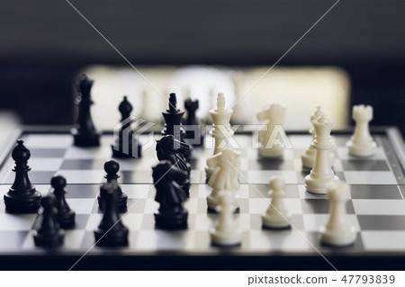 chessboard with a chess piece on the back  47793839