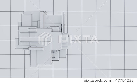 Abstract 3d object consisting of cubes. White background 47794233