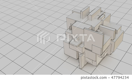 Abstract 3d object consisting of cubes. White background Abstract 3d object consisting of cubes. White background 47794234