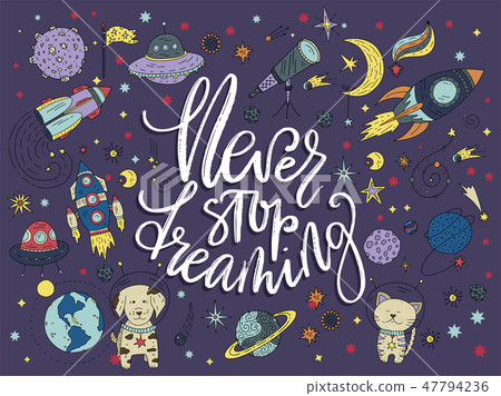 Handdrawn galaxy illustrations. Handdrawn galaxy illustrations. 47794236