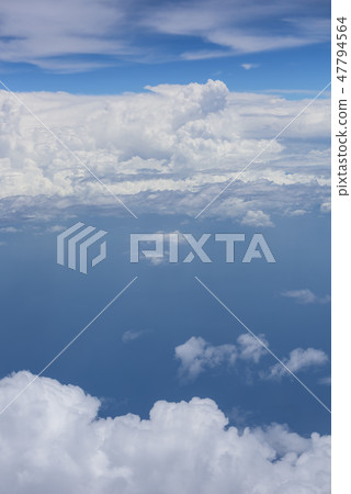Blue sky and white cloud view from airplane 47794564