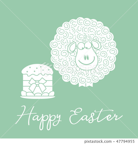Easter cake, lamb Greeting card Happy Easter. Easter cake, lamb Greeting card Happy Easter. 47794955