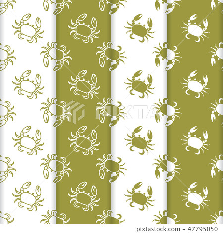 Set of 4 vector seamless pattern with crabs Set of 4 vector seamless pattern with crabs 47795050