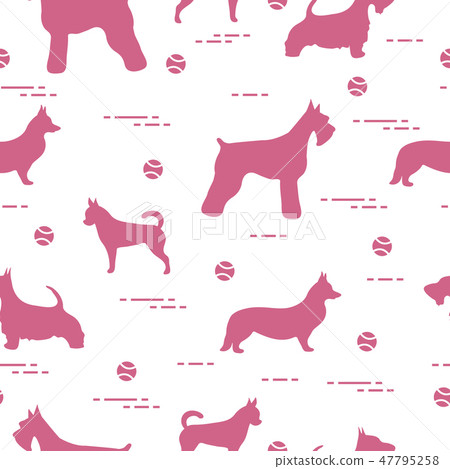 Seamless pattern with dogs and tennis balls Seamless pattern with dogs and tennis balls 47795258