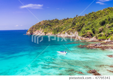 Tropical white sand beach Aerial Tropical white sand beach Aerial 47795341
