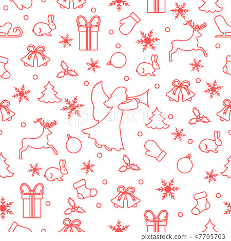 Happy New Year 2019 and Christmas seamless pattern 47795703