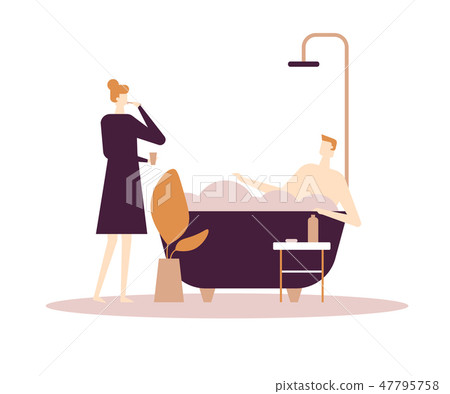 Daily routine - flat design style colorful illustration 47795758