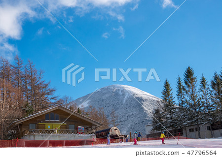 從Shirakago高原高地滑雪勝地看見的Tateshina山 47796564