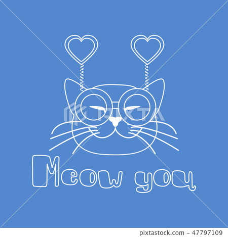 Valentine's Day Cat in carnival glasses with heart Valentine's Day Cat in carnival glasses with heart 47797109