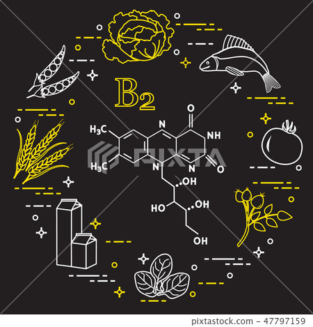 Foods rich in vitamin B2 Fish, peas and other. 47797159