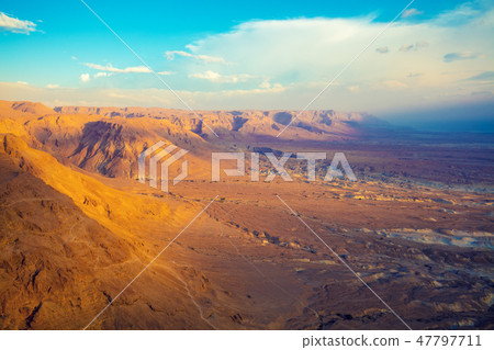View from Masada at the valley and Dead sea 47797711