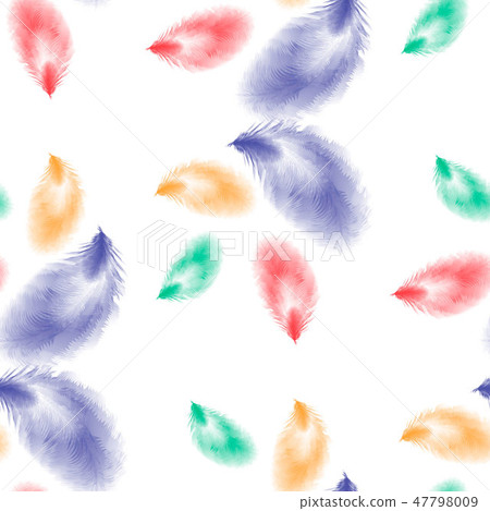 Pastel-colored seamless feather pattern. Seamless background with feathers of bird. Pastel-colored seamless feather pattern. Seamless background with feathers of bird. 47798009