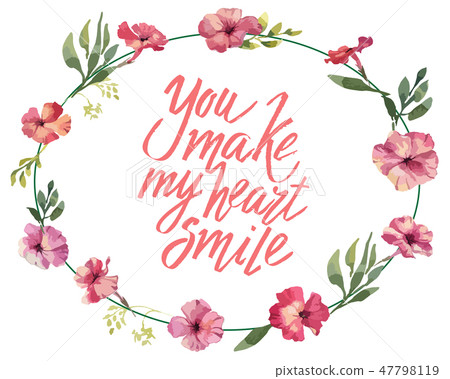You make my heart smile, hand written lettering. Romantic love calligraphy card inscription You make my heart smile, hand written lettering. Romantic love calligraphy card inscription 47798119