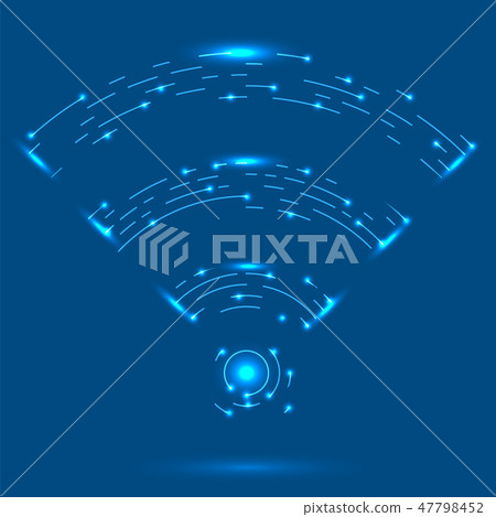 GPRS Logo. Radio Wave Icon. Wireless Network Symbol on Blue Background. Mobile Conceptual Emblem 47798452