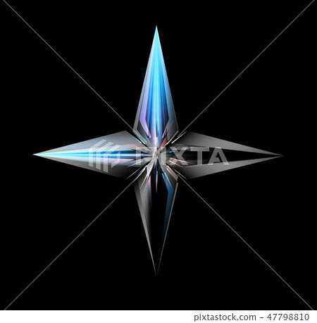 Glowing Four Point Star Isolated On Black 47798810