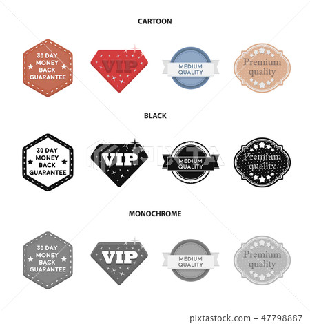 Money back guarantee, vip, medium quality,premium quality.Label,set collection icons in cartoon Money back guarantee, vip, medium quality,premium quality.Label,set collection icons in cartoon 47798887