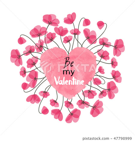 Valentines Day card design with watercolor heart - Stock Illustration ...