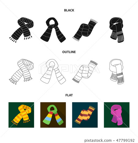 Various kinds of scarves, scarves and shawls. Scarves and shawls set collection icons in cartoon 47799192