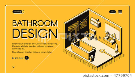 Bathroom design isometric vector web banner - Stock Illustration ...