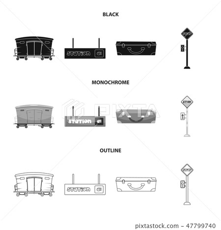 Vector design of train and station sign. Collection of train and ticket stock vector illustration. 47799740