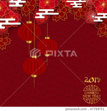 Red Chinese New Year lantern greeting card - Stock Illustration ...