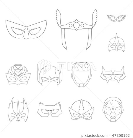 Vector design of hero and mask sign. Set of hero and superhero vector icon for stock. Vector design of hero and mask sign. Set of hero and superhero vector icon for stock. 47800192