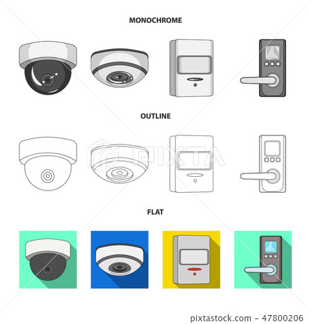 Vector design of cctv and camera icon. Collection of cctv and system vector icon for stock. 47800206