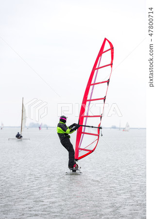 Ice surfing with scates on the Gouwzee Ice surfing with scates on the Gouwzee 47800714