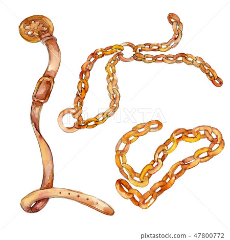 Golden chain and leather belt fashion glamour illustration in a watercolor style background Golden chain and leather belt fashion glamour illustration in a watercolor style background 47800772