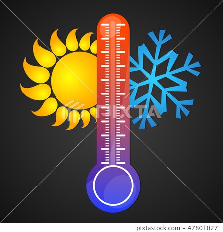 Thermometer, sun and snowflake vector 47801027