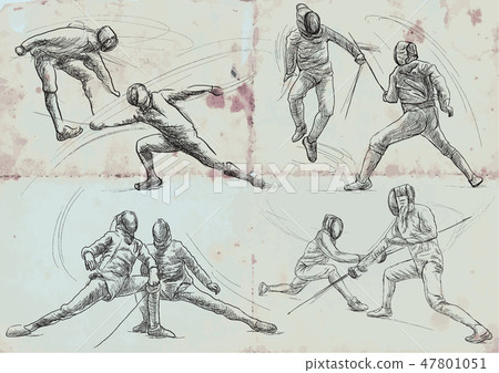 Fencing, collection - An hand drawn vectors 47801051