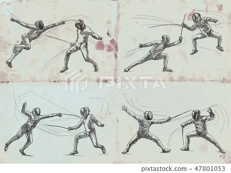 Fencing, collection - An hand drawn vectors 47801053