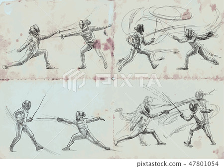 Fencing, collection - An hand drawn vectors 47801054
