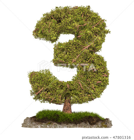 Tree Number 3 Tree In Shaped Of Number 3 Stock Illustration