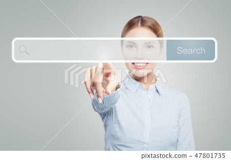 Pointing finger to empty address bar  47801735