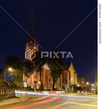 St. Stephen's Church, in the night. Katowice 47801885