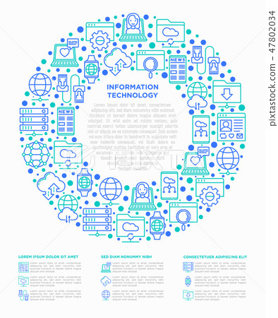 Information technology in circle thin line icons Information technology in circle thin line icons 47802034