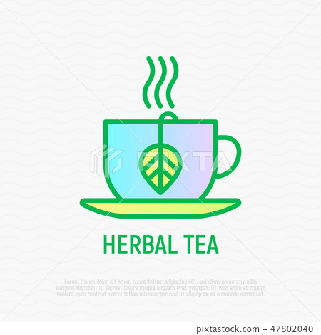 Cup with herbal tea thin line icon Cup with herbal tea thin line icon 47802040
