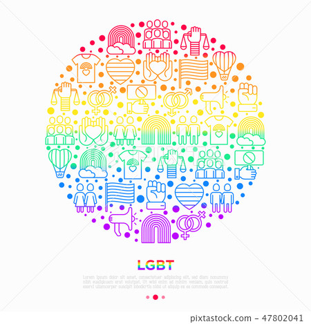 LGBT concept in circle with thin line icons LGBT concept in circle with thin line icons 47802041