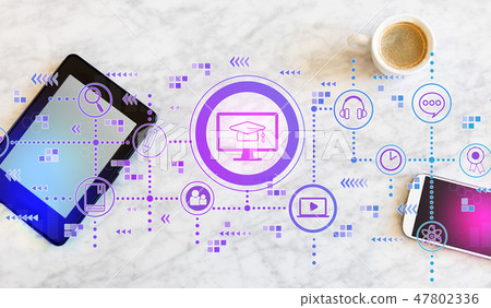 E-Learning with tablet and phone 47802336