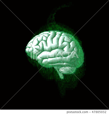 Digital code brain illustration on black BG - Stock Illustration ...