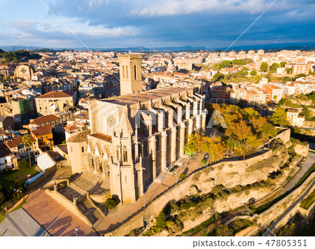 Aerial of Basilica de Santa Maria in Manresa 47805351