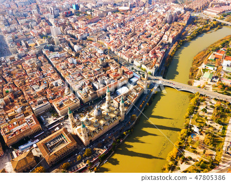Aerial view of Zaragoza cityscape Aerial view of Zaragoza cityscape 47805386