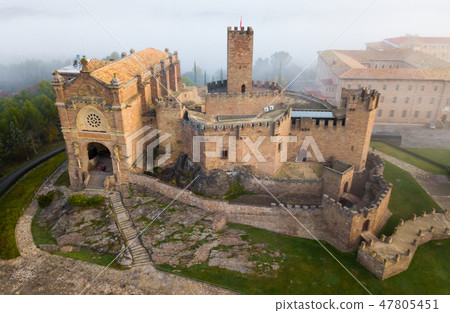 Top view of the castle Castillo de Javier. Huesca Province. Aragon. Spain 47805451