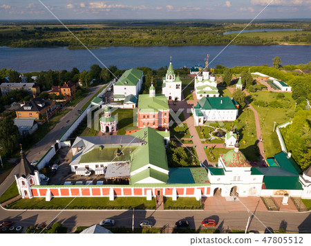 View of Spaso-Preobrazhensky monastery near river in Murom View of Spaso-Preobrazhensky monastery near river in Murom 47805512