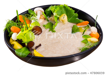 Mushroom cream soup with grain bread 47806039
