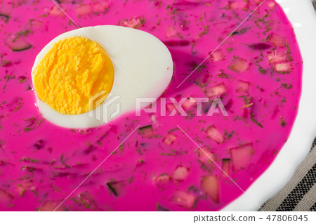 Image of belarusian cold borscht on the table 47806045