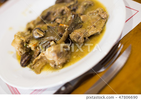 portion of rabbit with snails portion of rabbit with snails 47806690