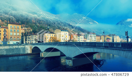 Right bank of Isere in Grenoble Right bank of Isere in Grenoble 47806729