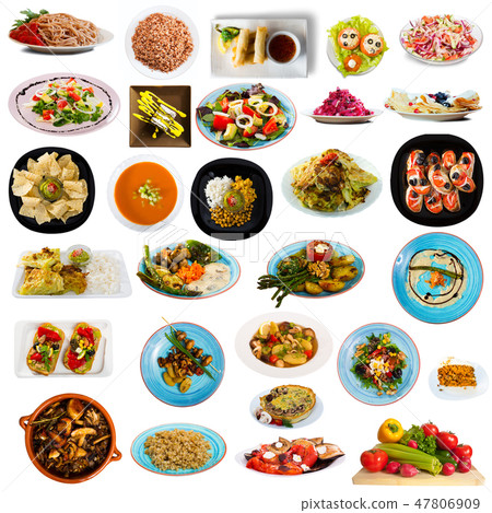 Set of vegetarian dishes 47806909